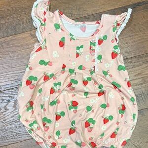 Strawberry Print Peach Bodysuit